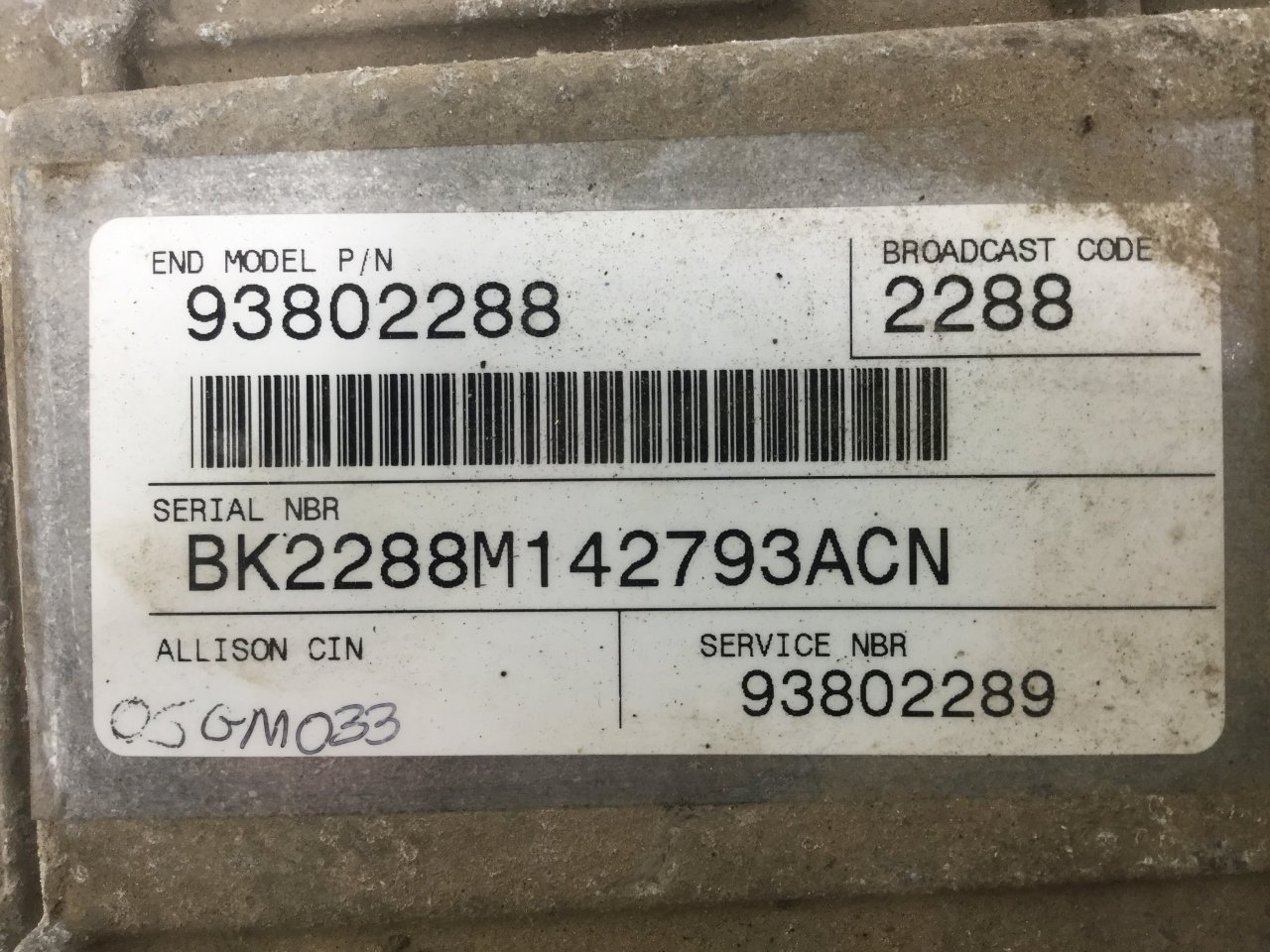 93802288 | Allison 2400 SERIES TCM | Transmission Control Module for Sale