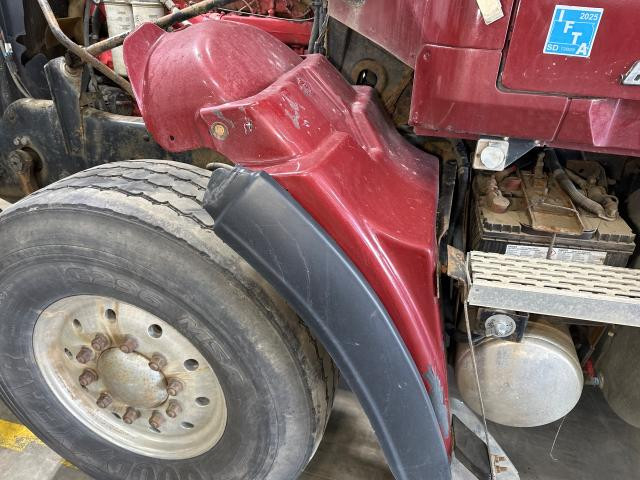 1999 Mack CL Left Red Extension Fiberglass Fender Extension (Hood): Does Not Include Bracket, Paint Peeling On Bottom Edge