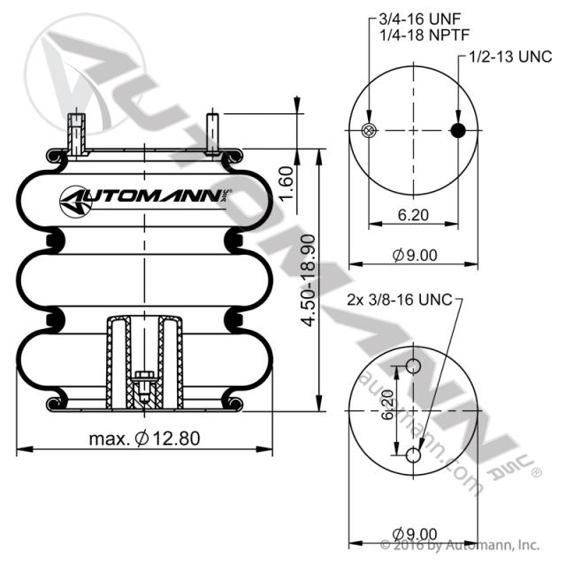 Automann ABSP3B22R-7996 Air Spring for Sale
