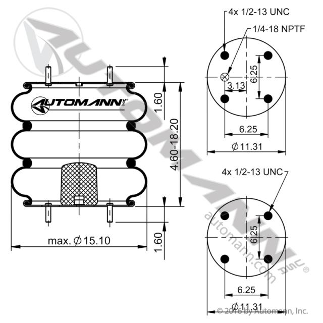 Automann ABSP3B32R-7818 Air Spring for Sale