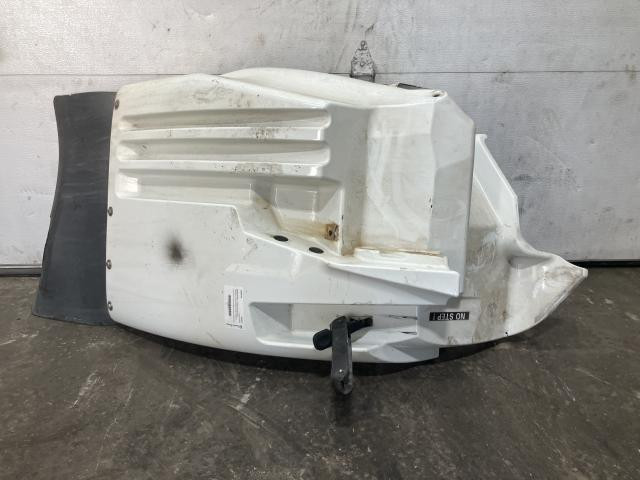 2014 International TRANSTAR (8600) Right White Extension Fiberglass Fender Extension (Hood): Does Not Include Bracket, Slight Edge Wear Under Hood Latch